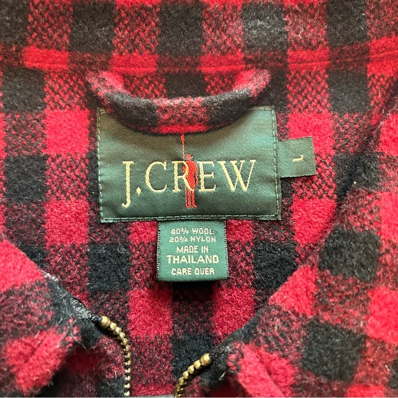 J Crew Men’s Buffalo Plaid Red & Black Wool Blend Full Front Zip Jacket EUC SZ L - Picture 12 of 16